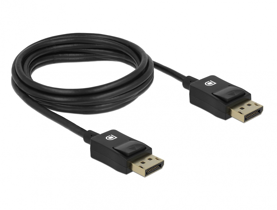 Imagine Cablu Displayport coaxial 8K60Hz T-T 3m Negru, Delock 85302