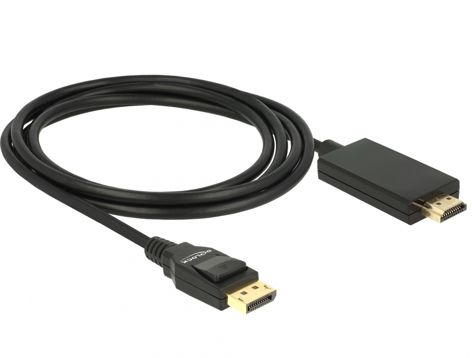 Imagine Cablu Displayport 1.2 la HDMI pasiv 4K 2m Negru T-T, Delock 85317