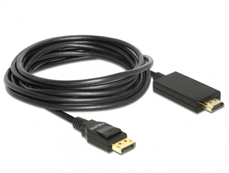 Imagine Cablu Displayport 1.2 la HDMI pasiv 4K 5m Negru T-T, Delock 85319