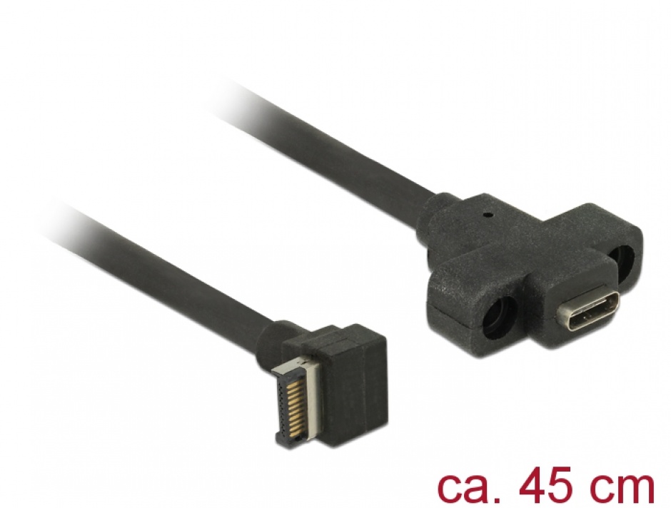 Imagine Cablu panel-mount USB 3.1 Gen 2 key A 20 pini T-M 45cm, Delock 85326