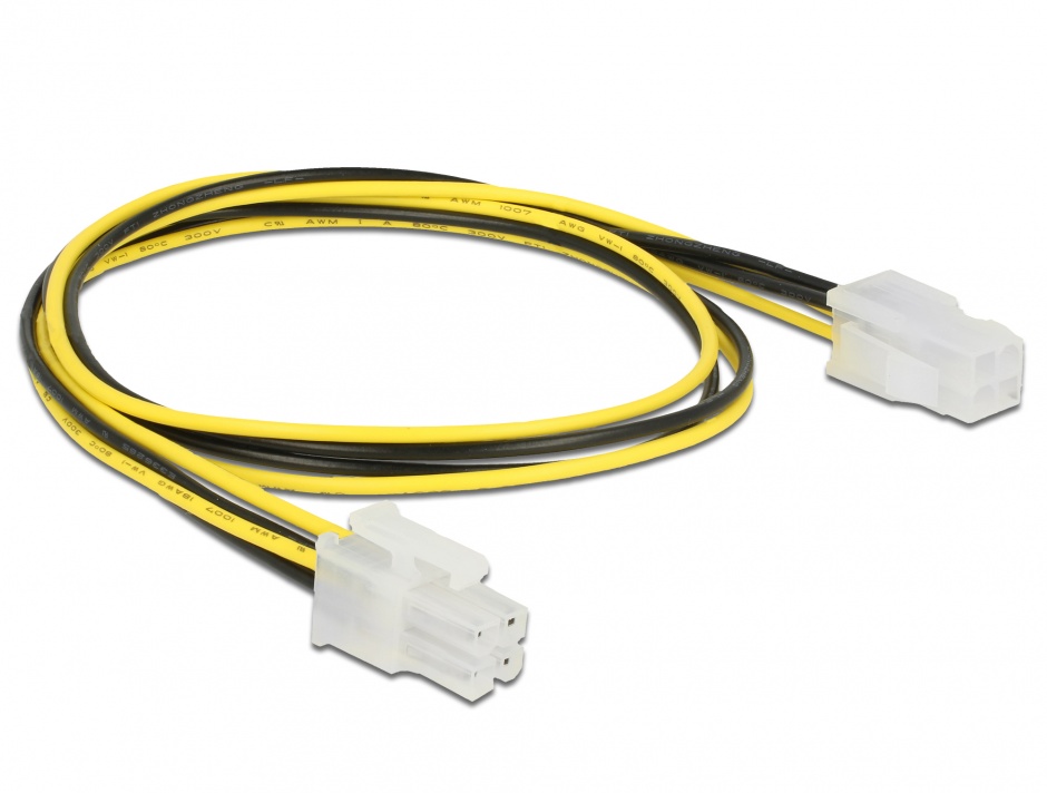 Imagine Cablu prelungitor alimentare P4 4 pini T-M 50cm, Delock 85458