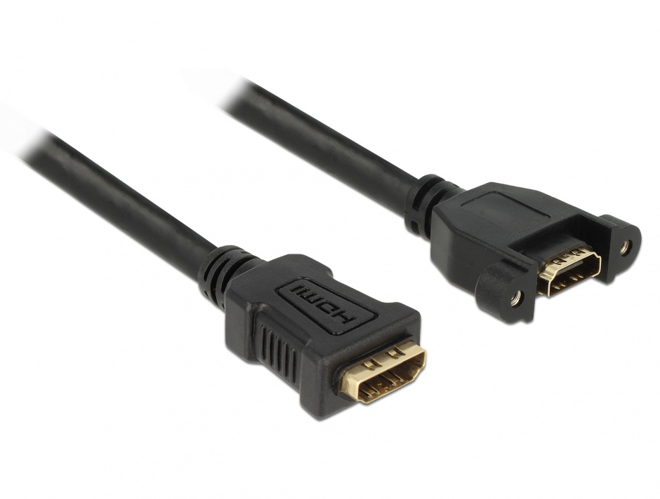 Imagine Cablu HDMI tip A M-M panel-mount 4K 30 Hz 0.5m, Delock 85465