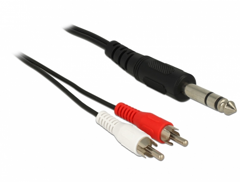 Imagine Cablu audio 6.35 mm stereo la 2 x RCA T-T 1.5m, Delock 85475