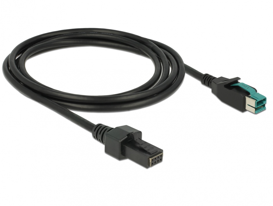 Imagine Cablu PoweredUSB 12 V la 2 x 4 pini T-T 2m pentru POS/terminale, Delock 85483