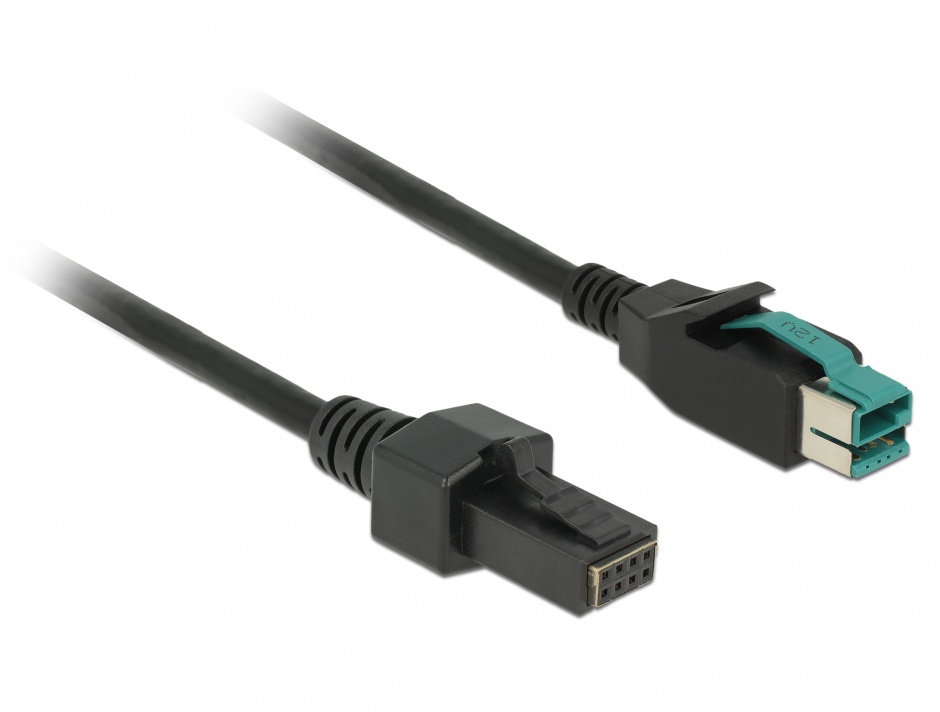 Imagine Cablu PoweredUSB 12 V la 2 x 4 pini T-T 5m pentru POS/terminale, Delock 85486