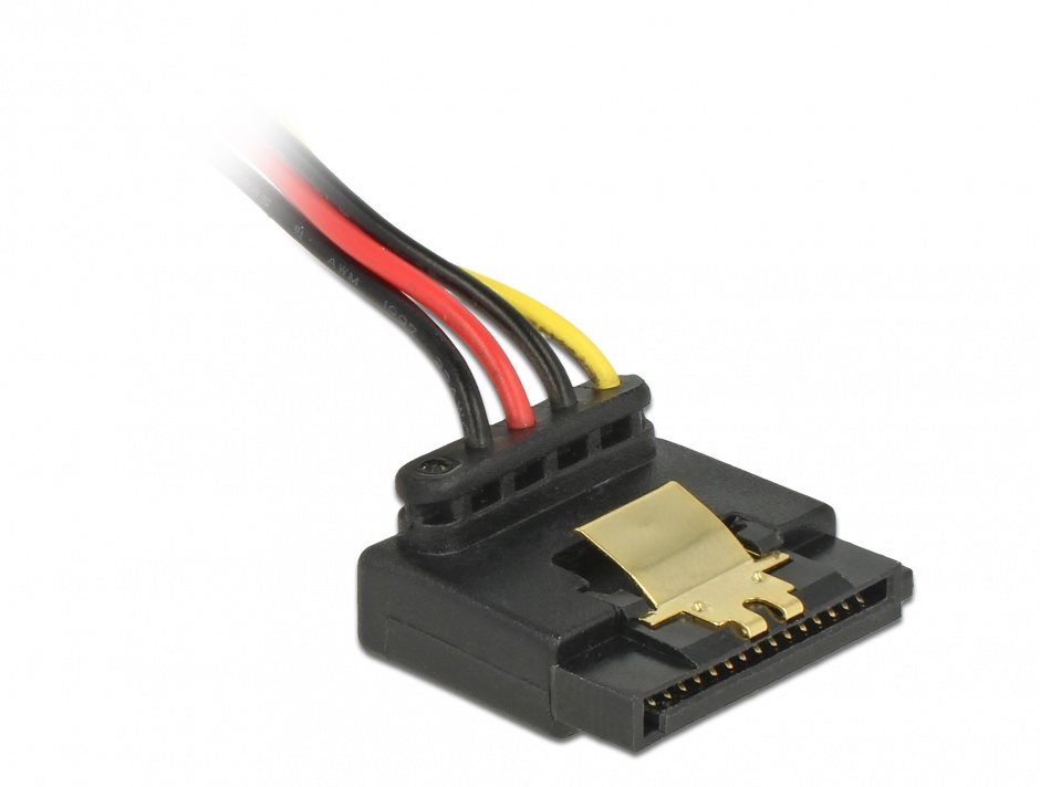 Imagine Cablu alimentare SATA unghi 90 grade la Molex 4 pini 30cm, Delock 85513