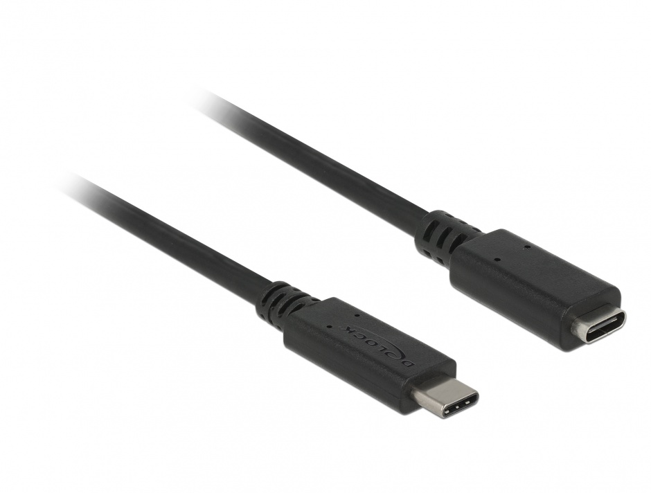 Imagine Cablu prelungitor USB 3.1 Gen 1 tip C T-M 3A 1m Negru, Delock 85533