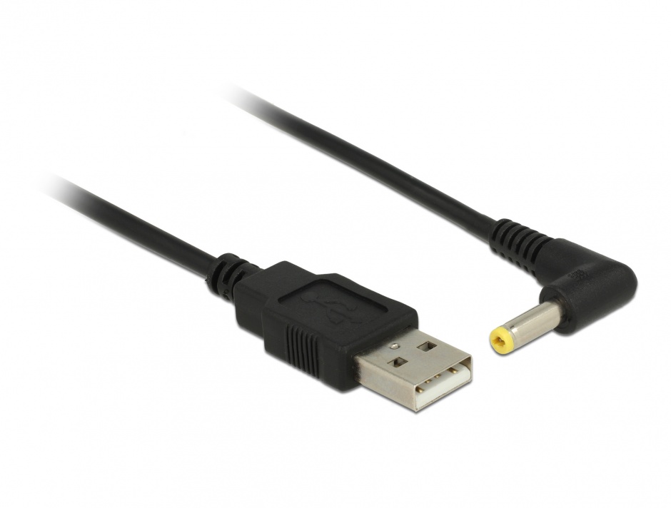 Imagine Cablu de alimentare USB la DC 4.0 x 1.7 mm unghi 90 grade 1.5m, Delock 85544