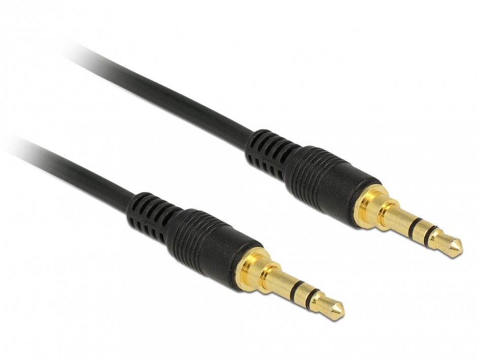 Imagine Cablu stereo jack 3.5mm 3 pini (pentru smartphone cu husa) Negru T-T 0.5m, Delock 85545