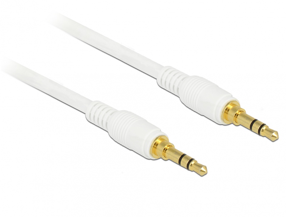 Imagine Cablu stereo jack 3.5mm 3 pini (pentru smartphone cu husa) Alb T-T 0.5m, Delock 85546