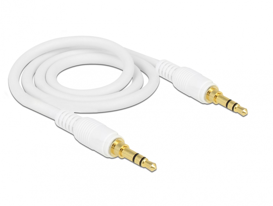 Imagine Cablu stereo jack 3.5mm 3 pini (pentru smartphone cu husa) Alb T-T 0.5m, Delock 85546