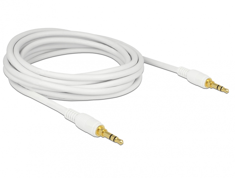 Imagine Cablu stereo jack 3.5mm 3 pini (pentru smartphone cu husa) Alb T-T 5m, Delock 85643