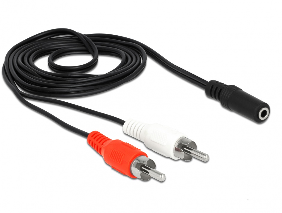 Imagine Cablu 2 x RCA la jack stereo 3 pini 3.5mm T-M 1.4m, Delock 85808