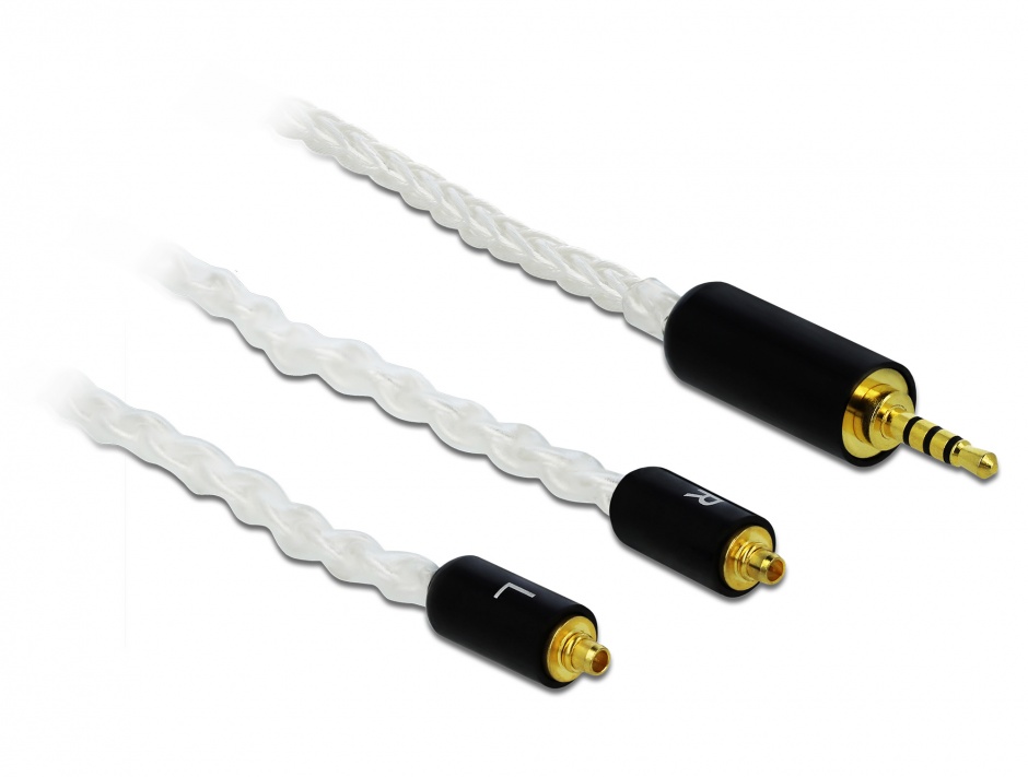 Imagine Cablu audio jack stereo 2.5mm 4 pini la 2 x MMCX T-T 1.2m, Delock 85848