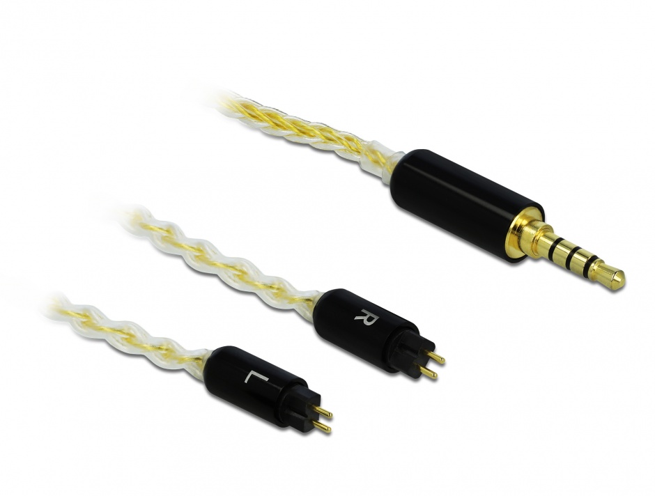 Imagine Cablu audio jack stereo 3.5mm 4 pini la 2 x 2 pini T-T 1.25m, Delock 85849
