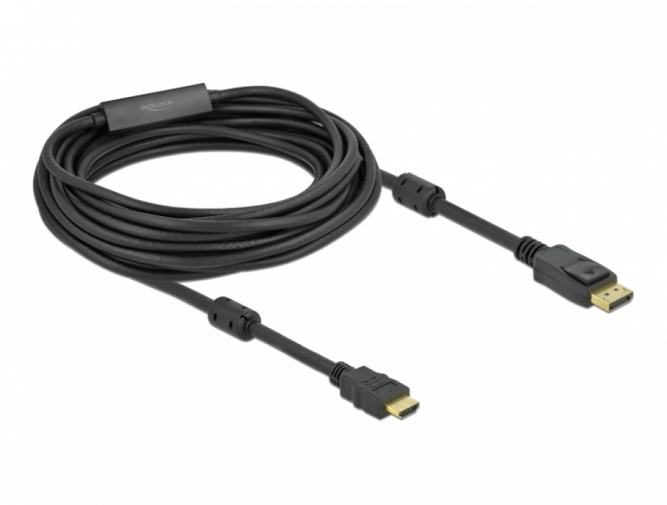 Imagine Cablu pasiv DisplayPort 1.2 la HDMI 4K30Hz T-T 10m Negru, Delock 85962