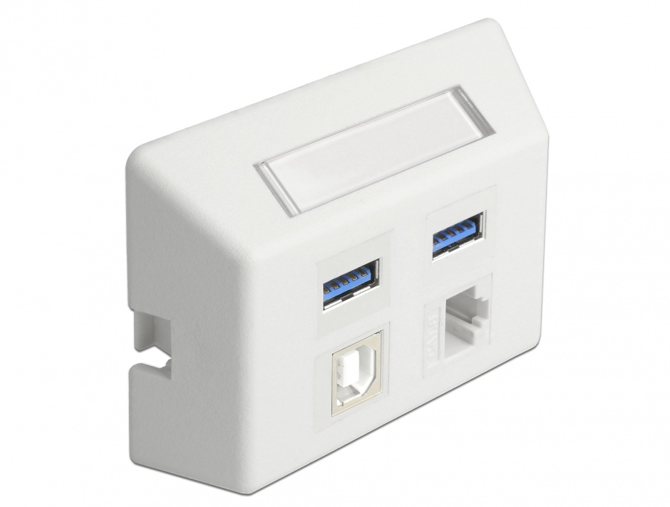 Imagine Priza cu 4 porturi Keystone pentru instalare mobila Alb, Delock 86293