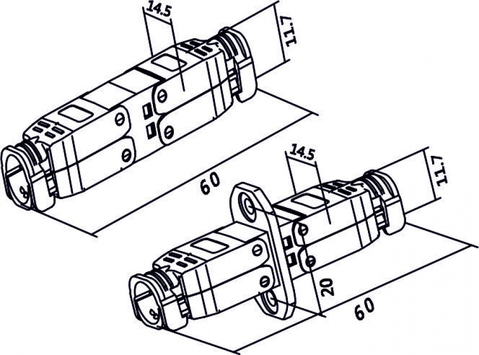 Imagine Cupla pentru fir solid cat 6A STP M-M toolfree, Delock 86467