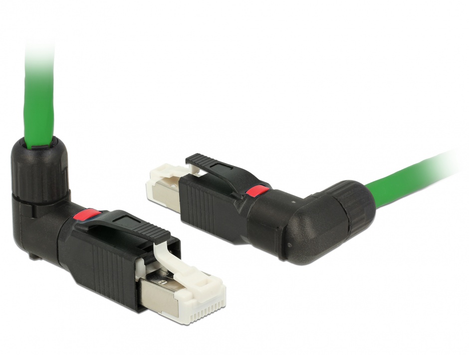 Imagine Conector de ansamblat RJ45 cat 5e pentru fir solid unghi, Delock 86495