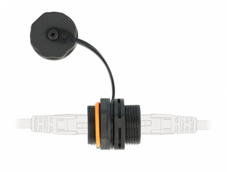 Imagine Cupla de retea RJ45 STP Cat.6A cu capac protectie waterproof, Delock 86694