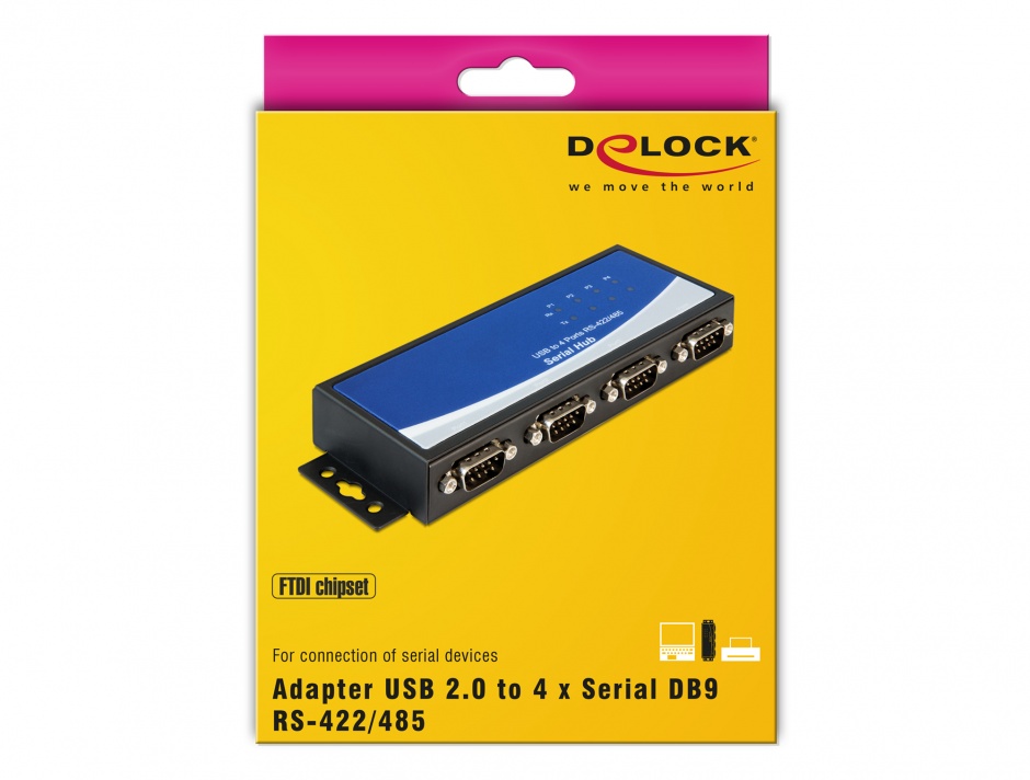 Imagine Adaptor USB la 4 x serial RS-422/485, Delock 87587