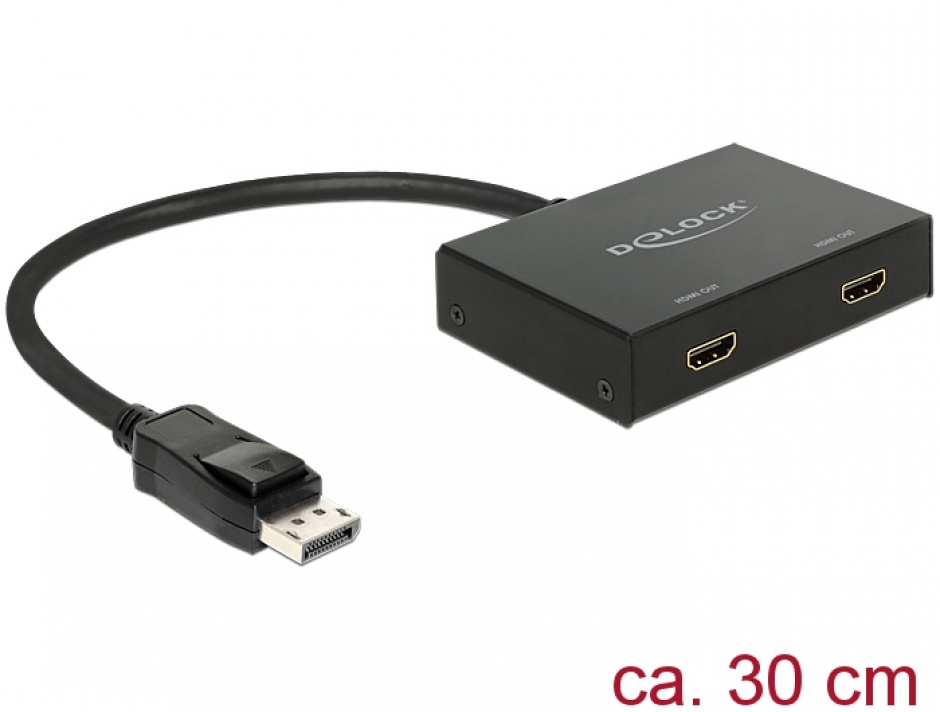 Imagine Multiplicator Displayport la 2 x HDMI 4k, Delock 87666