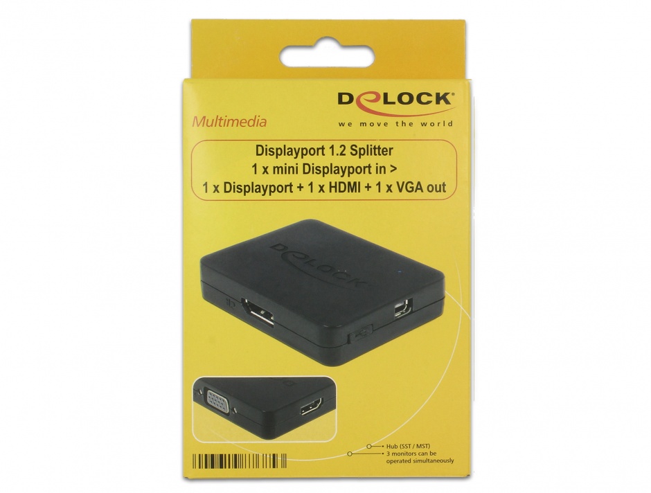 Imagine Multiplicator mini Displayport la 1 x Displayport + 1 x HDMI + 1 x VGA, Delock 87685