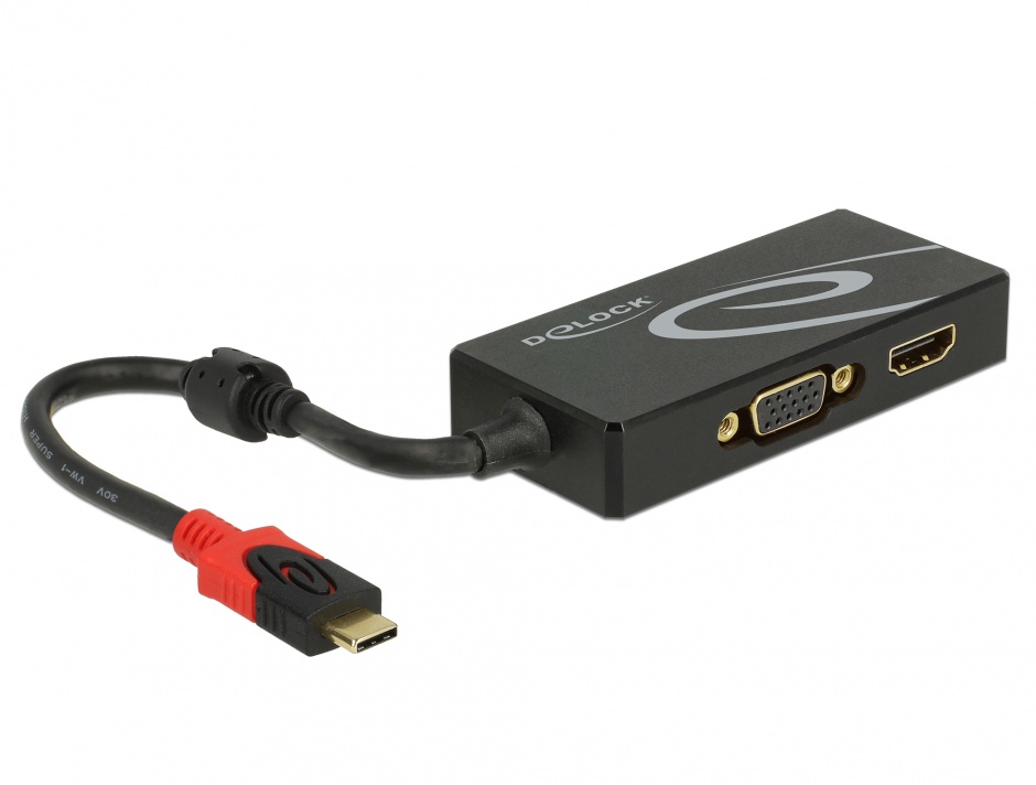 Imagine Adaptor USB tip C (DP Alt Mode) la 1 x HDMI + 1 x VGA, Delock 87730