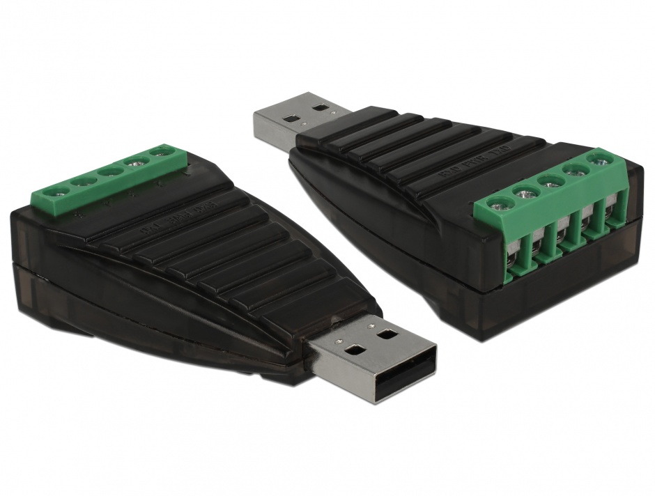 Imagine Adaptor USB la Serial RS-422/485 terminal block cu surge protection 600 W isolation 2.5 kV extended, Delock 87738 