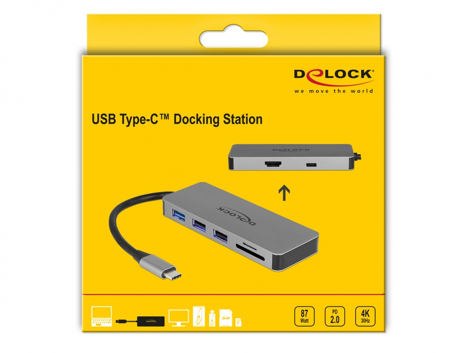 Imagine Docking Station pentru dispozitive mobile USB-C la HDMI 4K, 1 x USB 3.0-A, 2 x USB 2.0-A, SD, PD 2.0