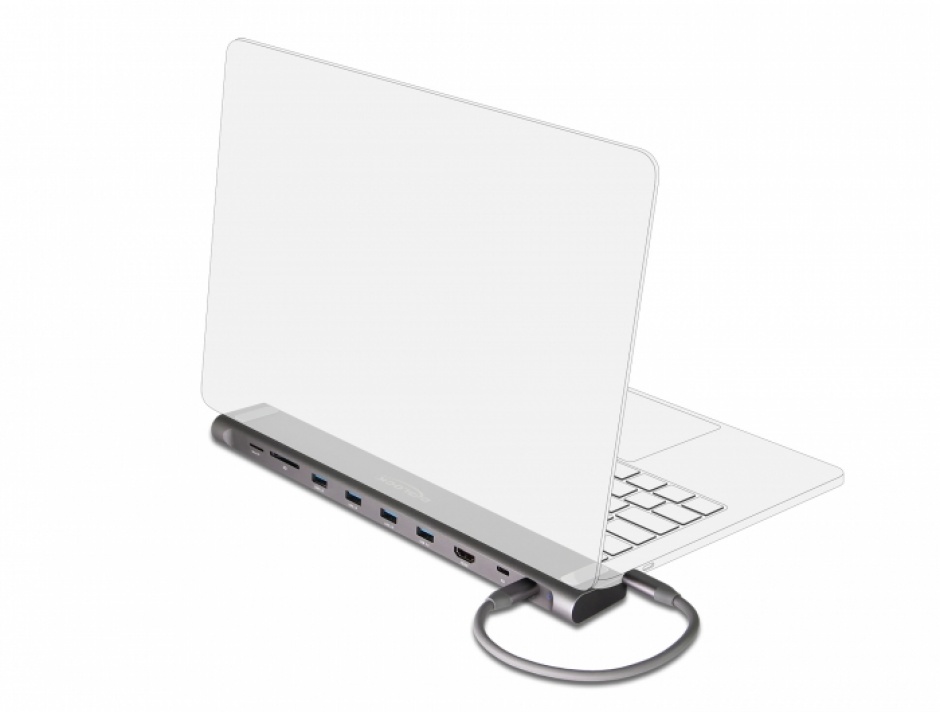 Imagine Docking Station slim USB 3.1-C la HDMI 4K30Hz / USB 3.0 / LAN / SD / PD 3.0, Delock 87748
