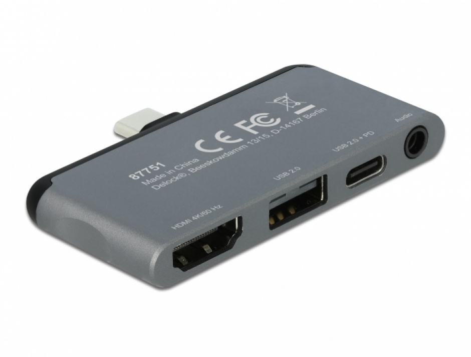 Imagine Docking station pentru iPad Pro USB-C la HDMI 4K@60Hz/USB-A/jack audio 3.5mm 4 pini, Delock 87751
