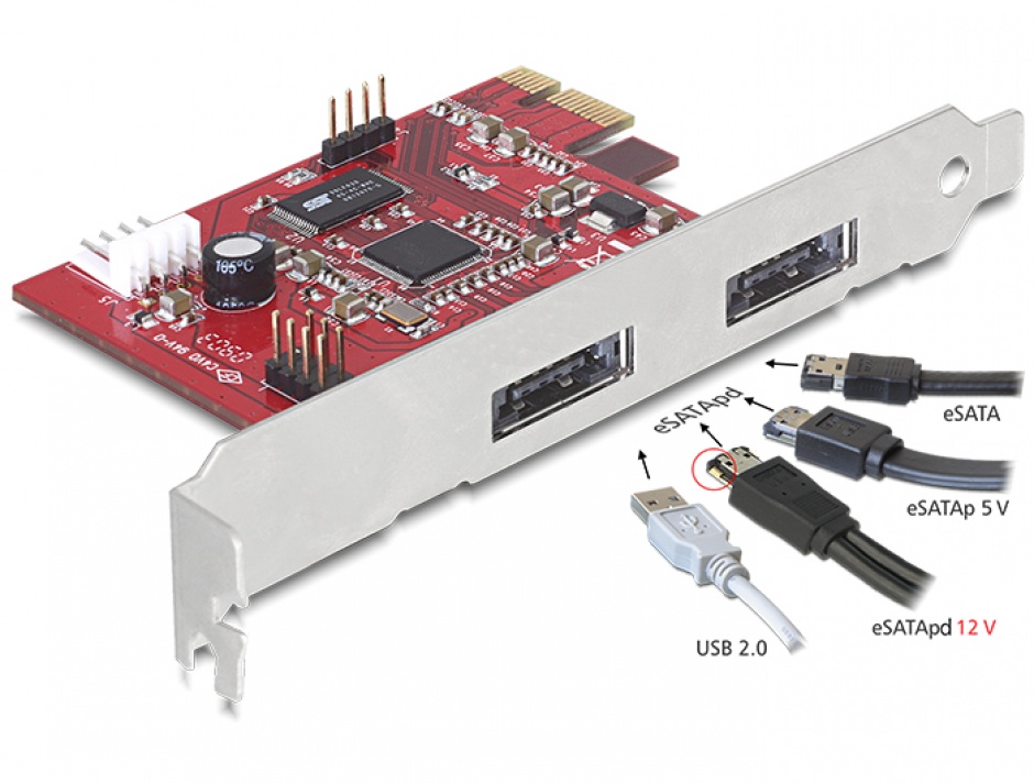 Imagine PCI Express 2 x Power Over eSATA 5V-12V, Delock 89233