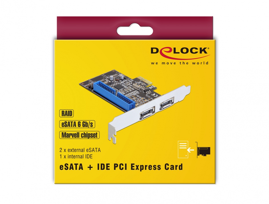 Imagine PCI Express la 2 x eSATA III + 1 x IDE, Delock 89292