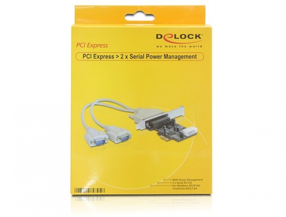 Imagine Placa PCI Express la 2 x Serial RS232 Power Management, Delock 89305