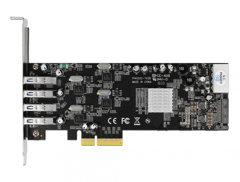 Imagine PCI Express Card cu 4 x USB 3.0 externe Quad Channel, Delock 89365