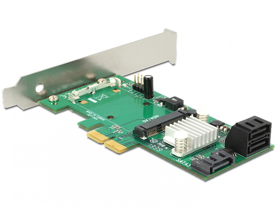 Imagine PCI Express cu 3x SATA 6 Gb/s Hybrid + 1x mSATA, Delock 89371