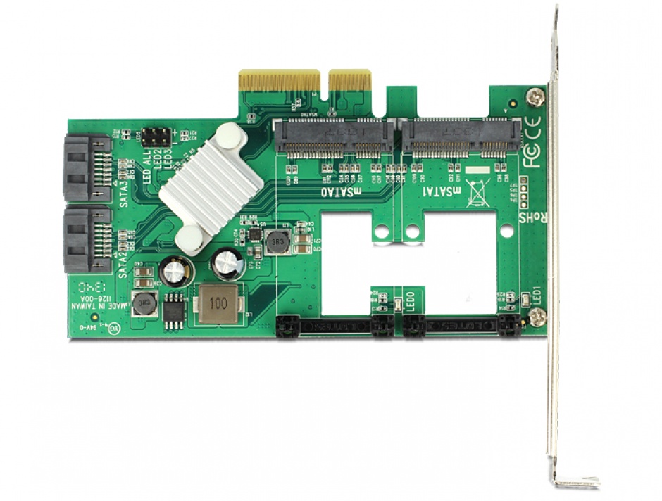 Imagine PCI Express cu 2x SATA 6 Gb/s Hybrid + 2x mSATA, Delock 89372