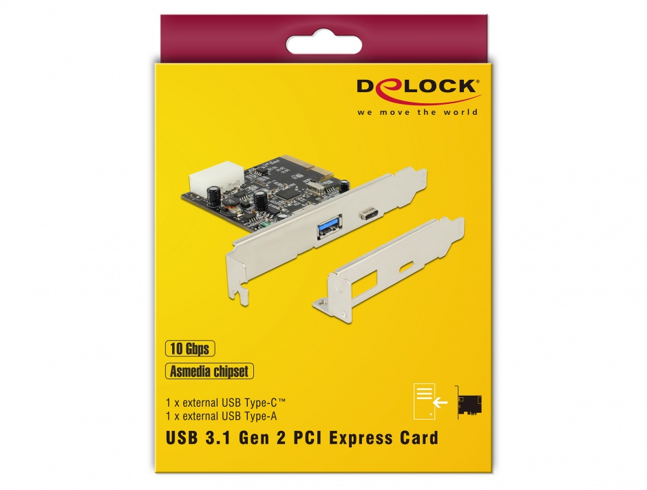 Imagine PCI Express cu 1 x USB tip C 3.1 + 1 x USB-A 3.1 Gen 2, Delock 89417