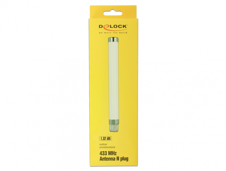 Imagine Antena fixa 433 MHz N plug 1.32 dBi omnidirectionala pentru exterior, Delock 89634