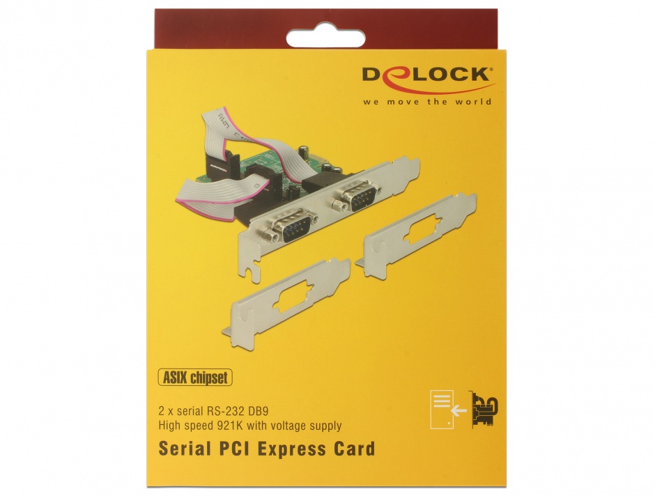 Imagine PCI Express la 2 x Serial RS-232 high speed 921K cu voltage supply, Delock 89641