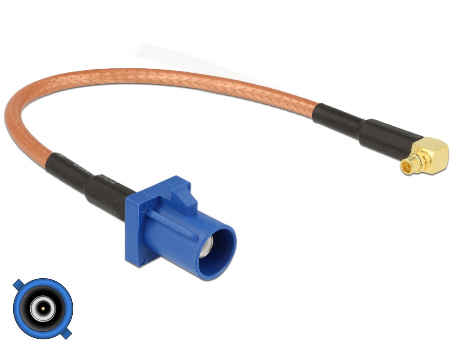 Imagine Cablu antena FAKRA C plug la MMCX 90° plug RG-316 15 cm, Delock 89668