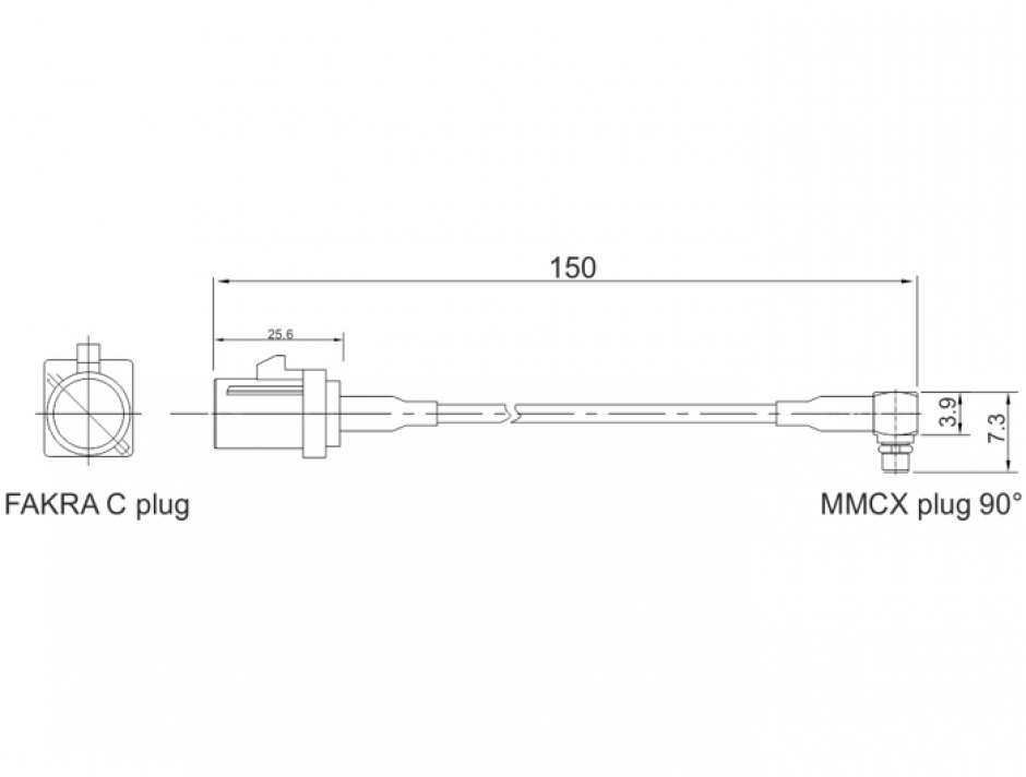 Imagine Cablu antena FAKRA C plug la MMCX 90° plug RG-316 15 cm, Delock 89668