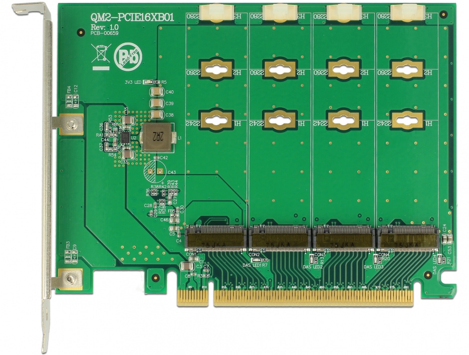 Imagine PCI Express la 4 x NVMe M.2 Key M - Bifurcation, Delock 89835