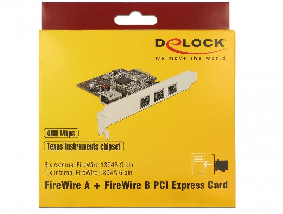 Imagine PCI Express cu 3 porturi FireWire B + 1 port FireWire A, Delock 89864