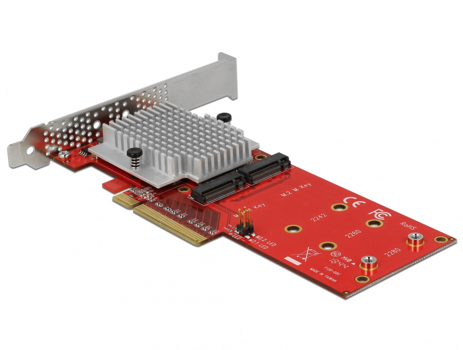 Imagine PCI Express cu 2 porturi interne NVMe M.2 Key M LPFF, Delock 90305