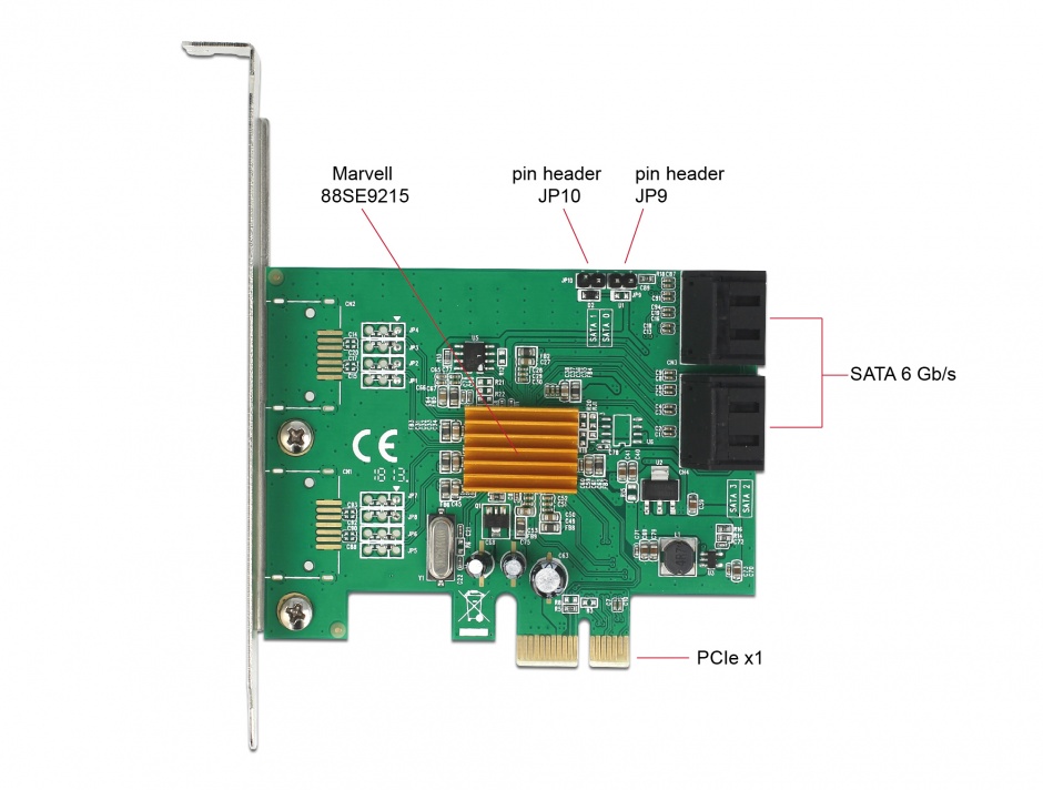 Imagine PCI Express cu 4 porturi SATA III, Delock 90382