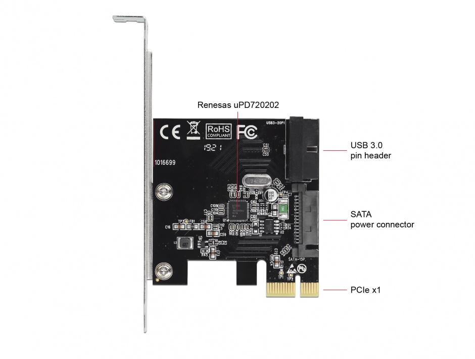 Imagine PCI Express cu un port pin header USB 3.0, Delock 90394