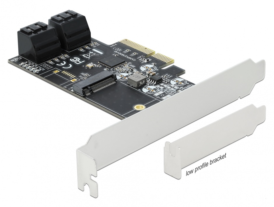 Imagine PCI Express 4 porturi SATA + 1 x M.2 Key B, Delock 90396