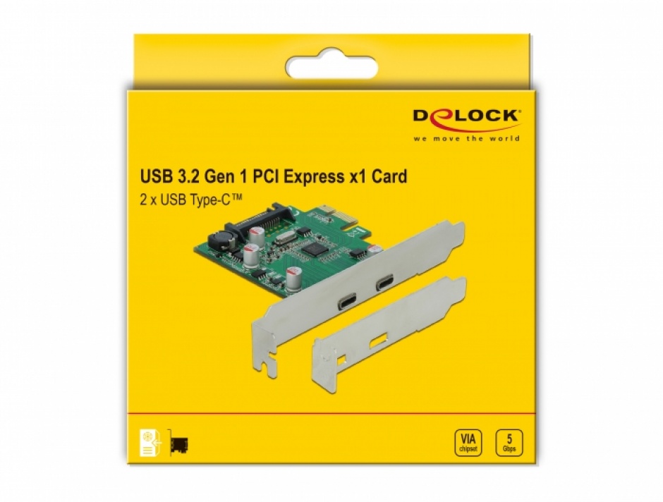 Imagine PCI Express cu 2 x SuperSpeed USB (USB 3.2 Gen 1) USB-C, Delock 90493